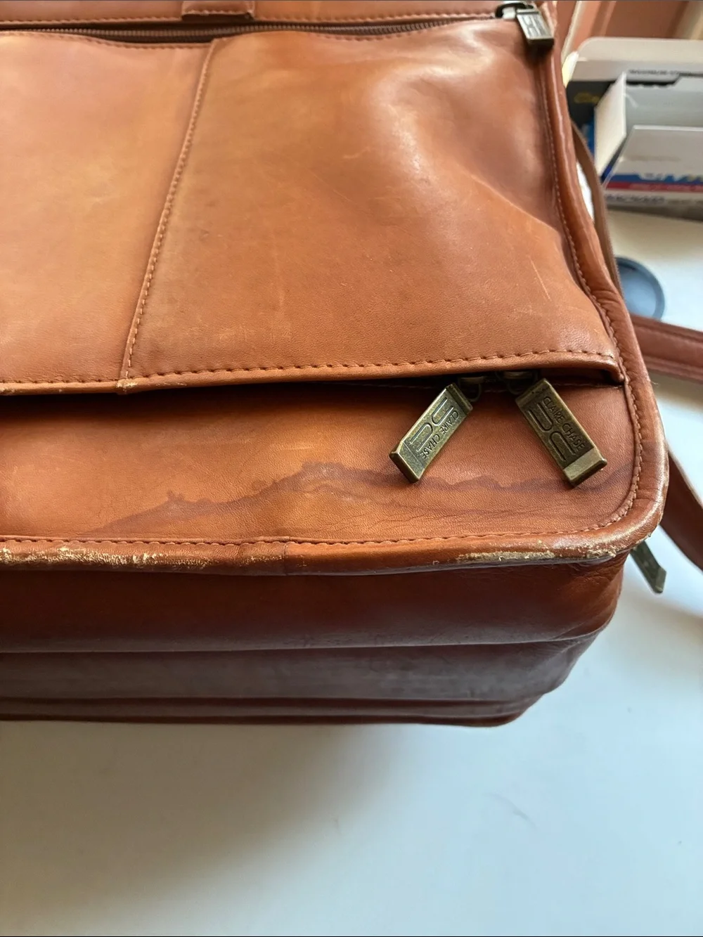 Men's Leather Laptop Briefcase in Brown with Shoulder Strap